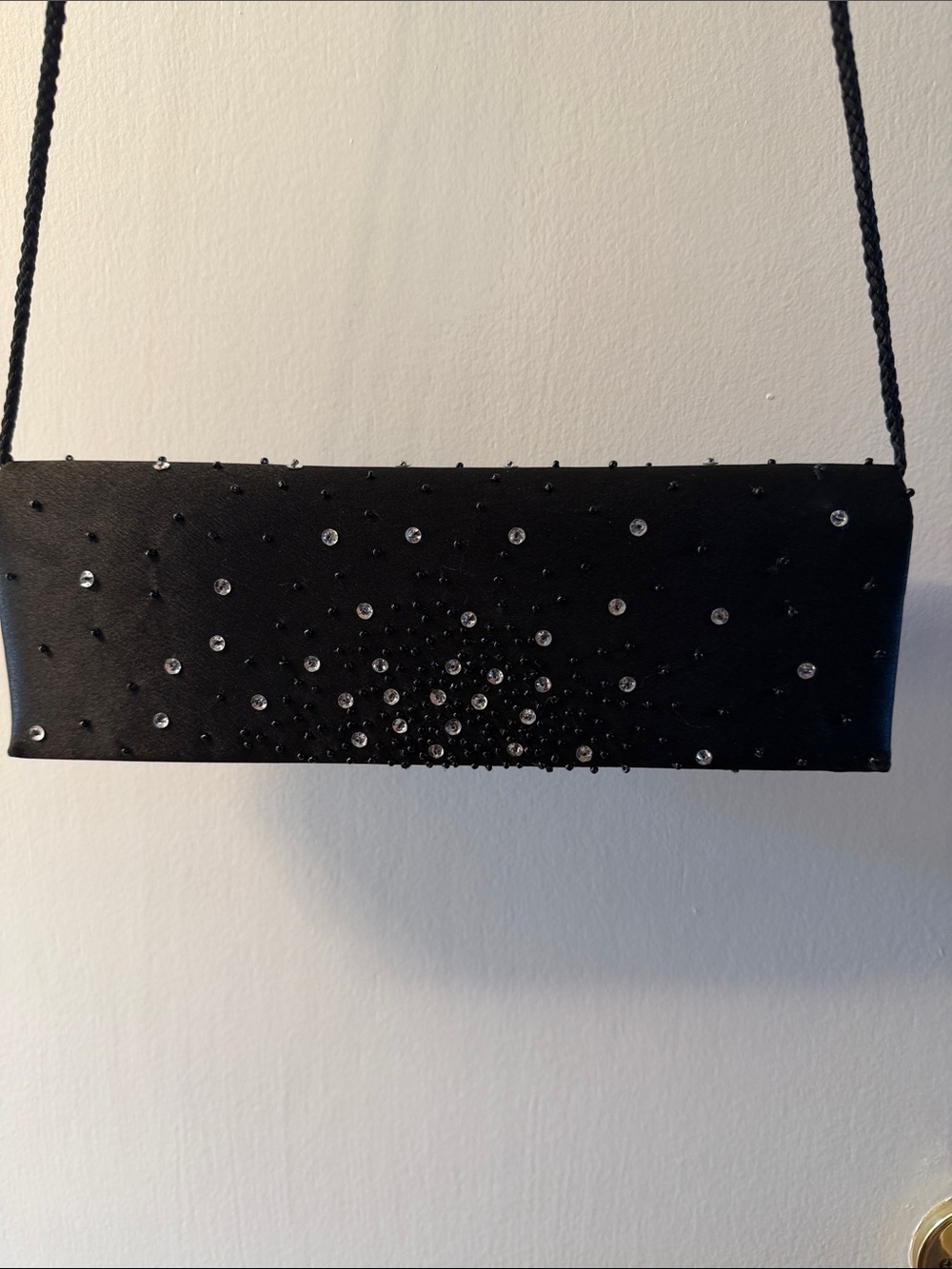 Black Sequin and Bead-Embellished Evening Clutch - Women Bags